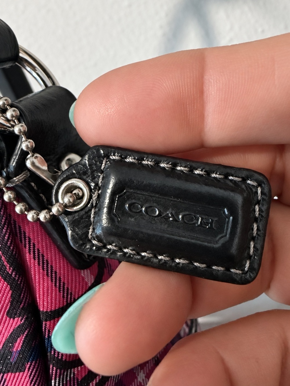 Coach Pink Plaid Signature Shoulder Bag with Black Strap - Picture 5 of 5